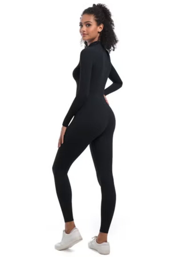 RedMapleTEK European And American Half-Zip Tight Solid Color High Elastic Long Yoga Suit Fitness Running Sports Jumpsuit  - Image 5