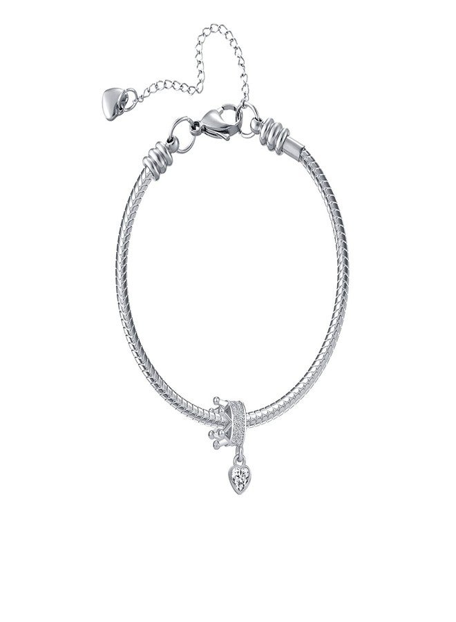 OutstandLong Princess Crown Charms for Pandora Bracelets Heart Love Bead - Image 4