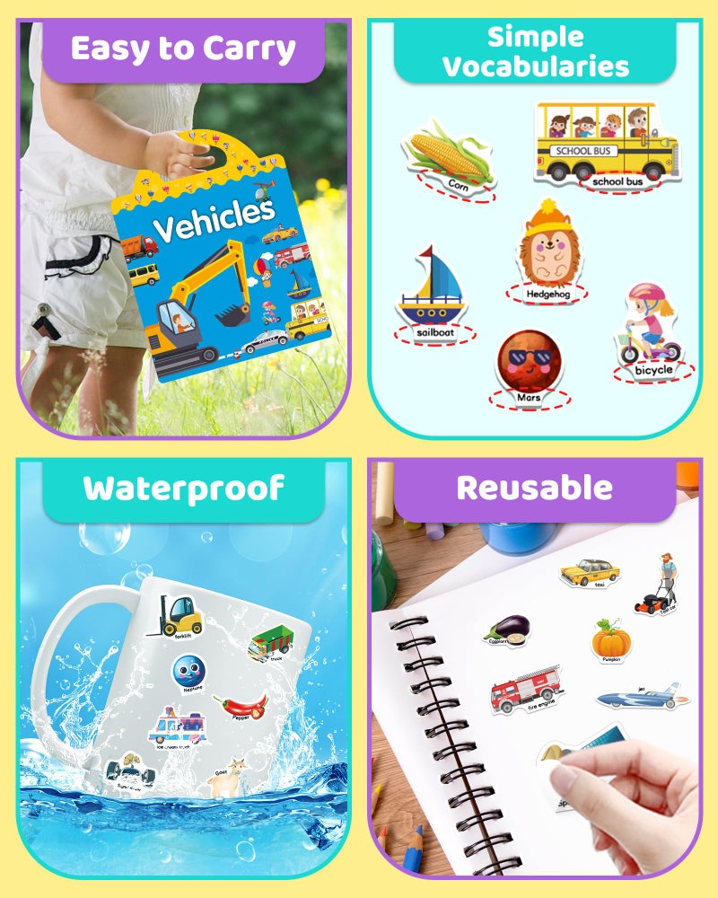 Benresive Reusable Sticker Books for Kids 2-4, Sticker Books for Toddlers 1-3, Toddler Sticker Book Age 2-4, Toddler Travel Toys Activities Crafts Gifts - Farm, Space and Vehicle - Image 5