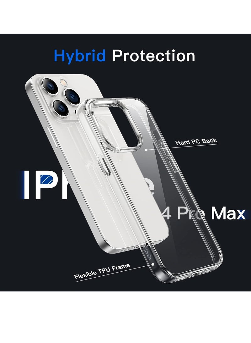 جي تيك حافظة لهاتف آيفون 14 برو ماكس 6.7 بوصة غير صفراء مقاومة للصدمات غطاء خلفي شفاف مضاد للخدش - Image 2