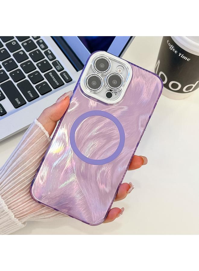 Zaboon Case For iPhone 13 Pro Max Plating Texture MagSafe TPU Phone Case with Glitter Lens Film - Image 1