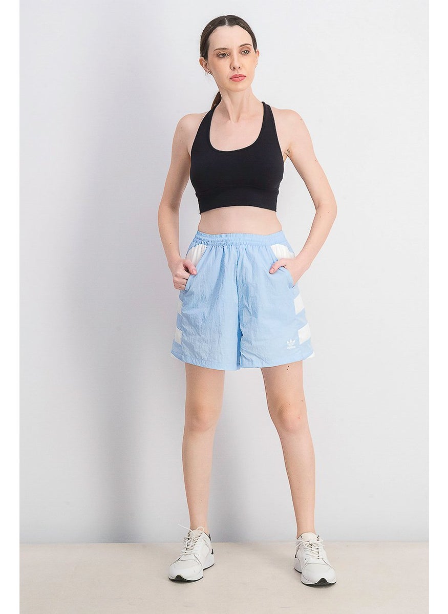 Adidas - Women Large Logo Shorts, Clesky and White - Image 1