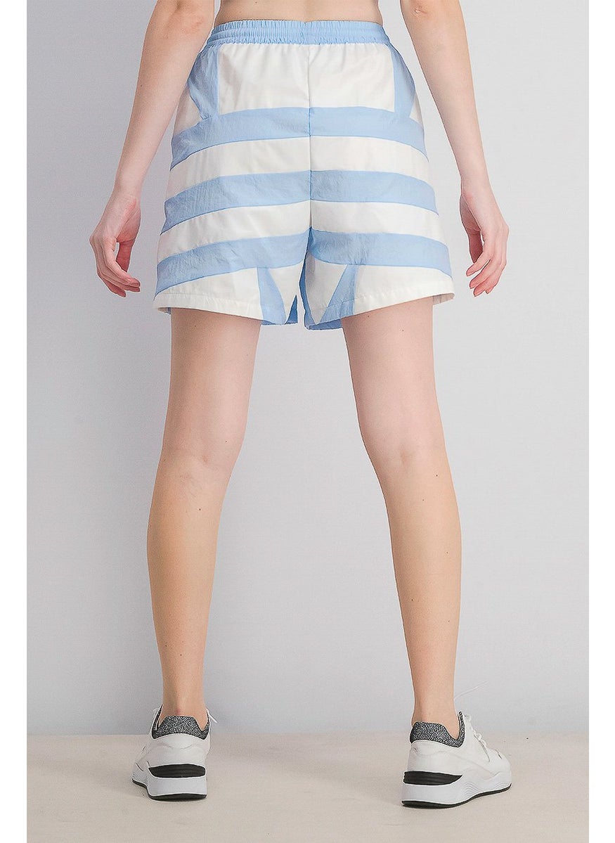 Adidas - Women Large Logo Shorts, Clesky and White - Image 1