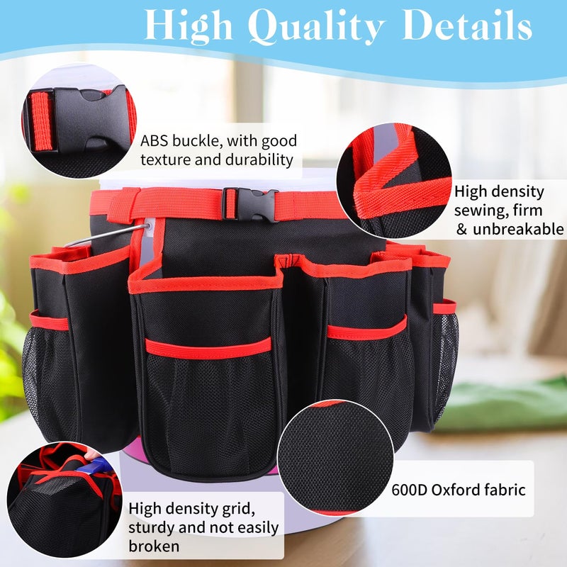 LOTCAIN Portable Bucket Cleaning Tool Organizer,5 Gallon Bucket Holder Cleaning Supplies,Foldable Wash Tool Caddy Organizer More Mesh Pockets for Housekeeping,Easy to Use - Image 3