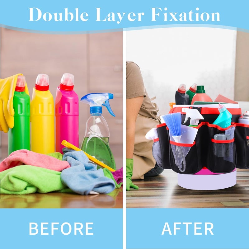 LOTCAIN Portable Bucket Cleaning Tool Organizer,5 Gallon Bucket Holder Cleaning Supplies,Foldable Wash Tool Caddy Organizer More Mesh Pockets for Housekeeping,Easy to Use - Image 5