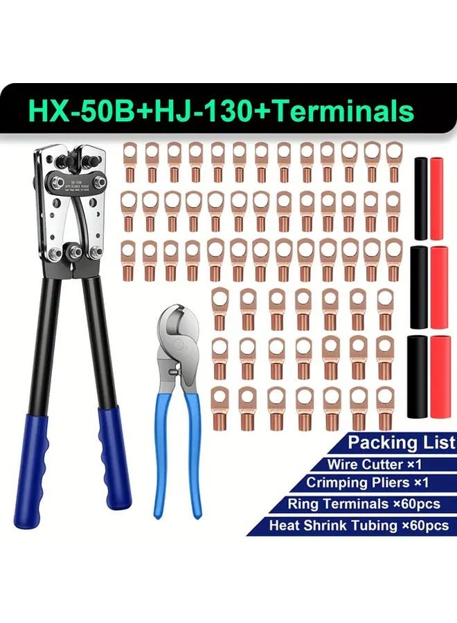 HX 50B Large Terminal Crimper Pliers 6 50mm with Cutter for Copper Aluminum Wire - Image 1