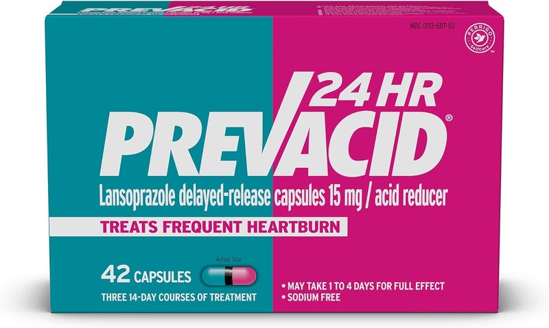 Prevacid Prevacid 24HR Lansoprazole Delayed-Release Capsules, 15 mg/Acid Reducer, Proton Pump Inhibitor (PPI) for Heartburn Relief, 42 Count 