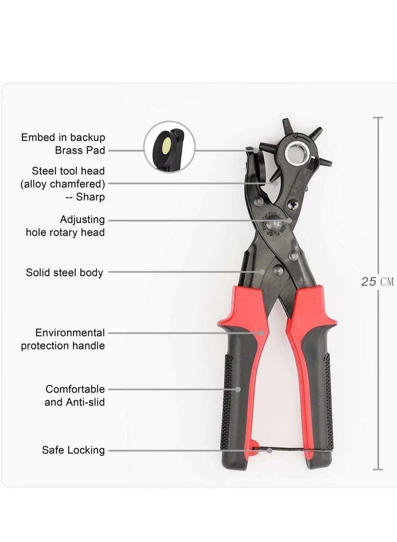 Professional Belt Hole Puncher Hand Machine Precision Multi-Size Fabric Leather for Ruler Awl Tool Red - Image 2