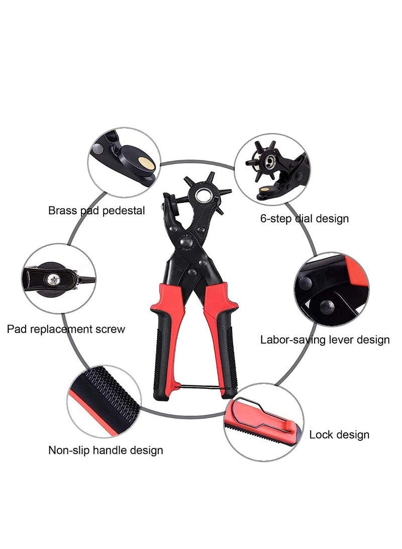 Professional Belt Hole Puncher Hand Machine Precision Multi-Size Fabric Leather for Ruler Awl Tool Red - Image 3