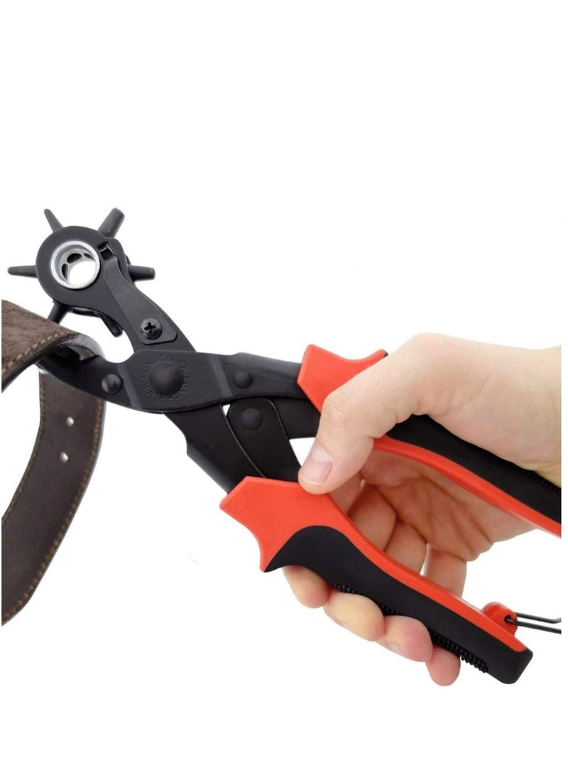 Professional Belt Hole Puncher Hand Machine Precision Multi-Size Fabric Leather for Ruler Awl Tool Red - Image 4