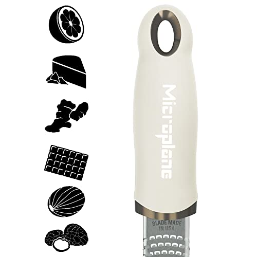 Microplane Zester Grater in Cashmere Beige for Citrus Fruits, Hard Cheese, Ginger, Chocolate and Nutmeg with Fine Stainless Steel Blade - Made in USA - Image 2