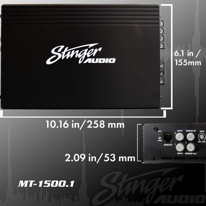 STINGER Audio Monoblock Car Audio Amplifier with Bass Remote, Class D 1-Channel, 1500W - Image 4