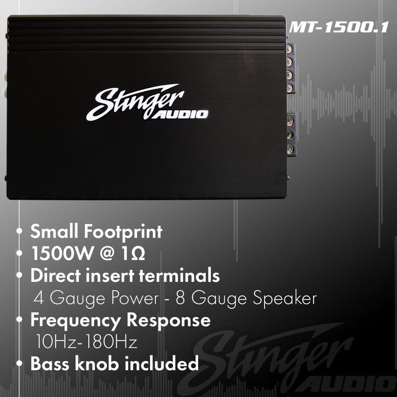 STINGER Audio Monoblock Car Audio Amplifier with Bass Remote, Class D 1-Channel, 1500W - Image 3