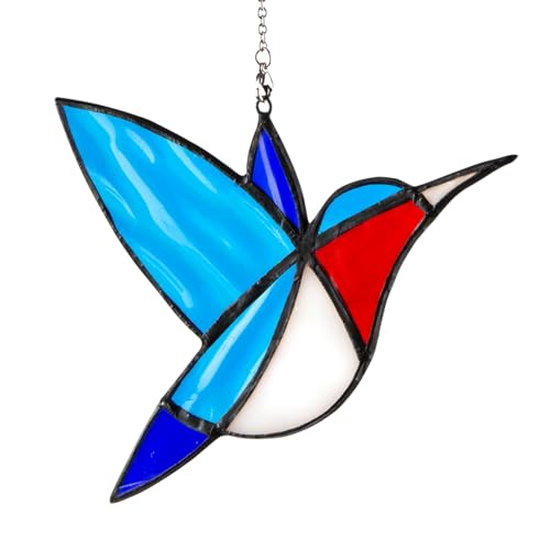 QIZFEV Stained Glass window hanging Hummingbird Handcrafted Tiffany Style Sun Catcher little Bird for garden1 - Image 1