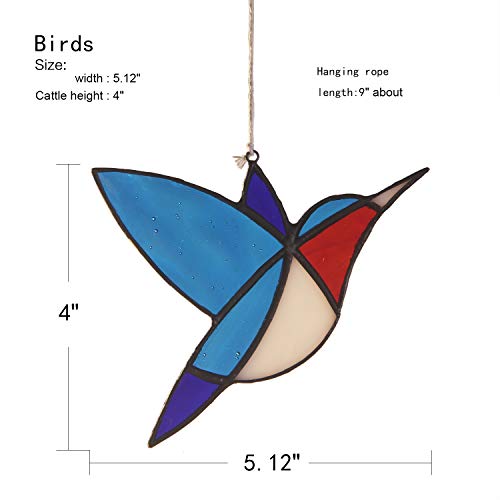 QIZFEV Stained Glass window hanging Hummingbird Handcrafted Tiffany Style Sun Catcher little Bird for garden1 - Image 4