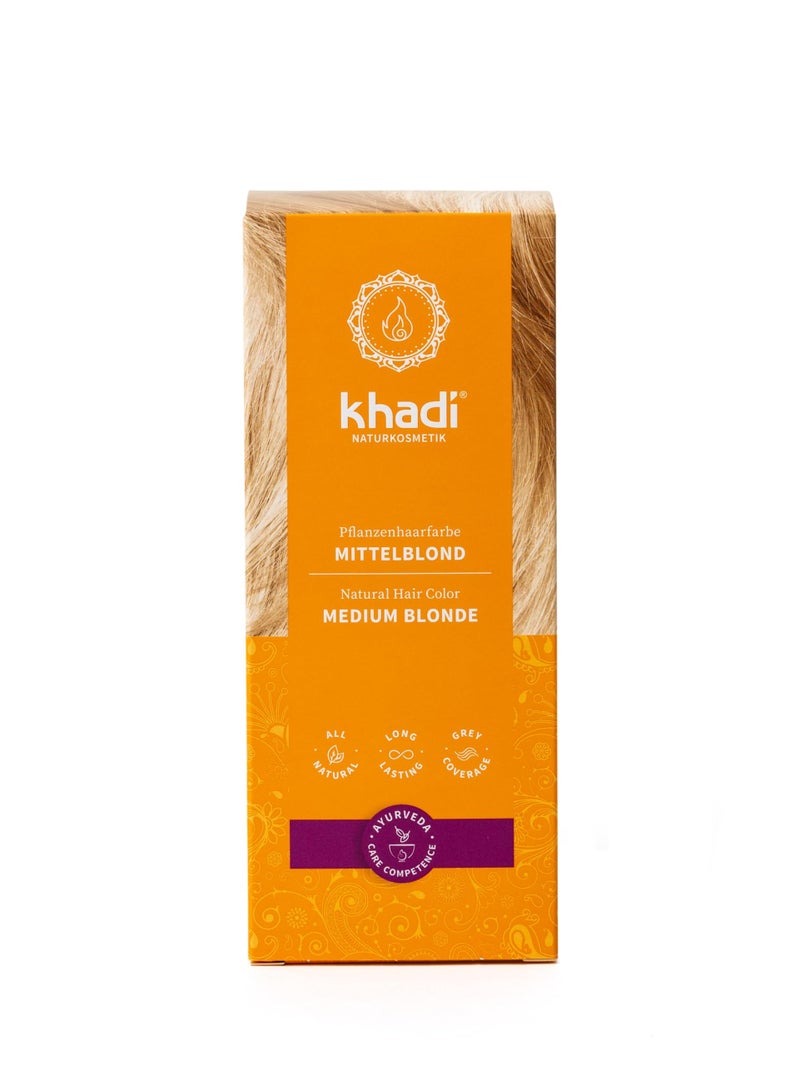 khadi MEDIUM BLONDE Natural Hair Color - Dips your hair in a warm medium blonde with velvety color reflections - 100% herbal & natural - 3.5 oz - Image 1