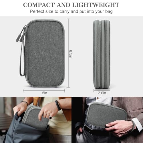 FYY Electronic Organizer, Travel Cable Organizer Bag Pouch Electronic Accessories Carry Case Portable Waterproof Double Layers Storage Bag for Cable, Cord, Charger, Phone, Large Size, Dark Grey - Image 2