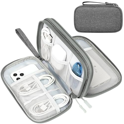 FYY Electronic Organizer, Travel Cable Organizer Bag Pouch Electronic Accessories Carry Case Portable Waterproof Double Layers Storage Bag for Cable, Cord, Charger, Phone, Large Size, Dark Grey - Image 1