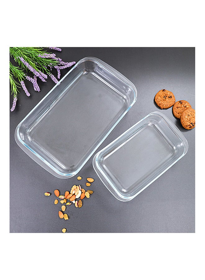 Royalford 2Pcs Borosilicate Glass Baking Dish Set 34.5X5.5X6Cm Oven Safe Microwave Safe Freezer & Dishwasher Safe High Thermal Shock Resistant Durable Design Transparent Clear - Image 3