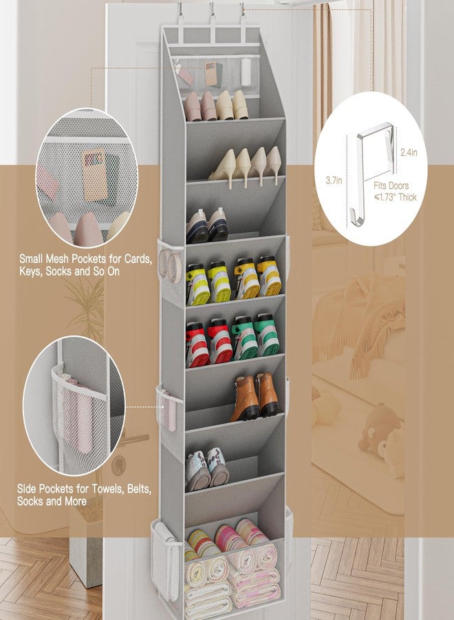 Criusia Shoe Organizer, Over the Door Shoe Organizer, Hanging Closet Shoe Storage with Large Deep Pockets, Fits 16–24 Pairs of Sneakers, Sandals, Boots, Gray - Image 5