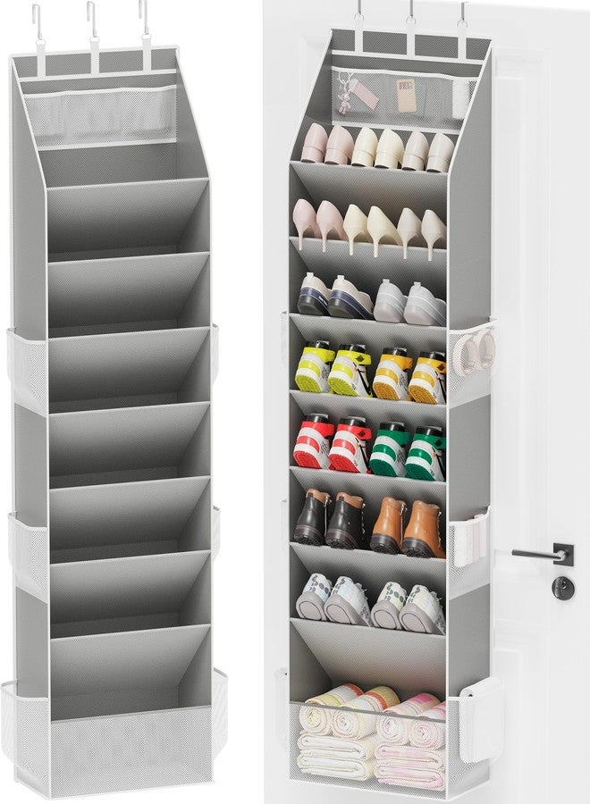 Criusia Shoe Organizer, Over the Door Shoe Organizer, Hanging Closet Shoe Storage with Large Deep Pockets, Fits 16–24 Pairs of Sneakers, Sandals, Boots, Gray - Image 1