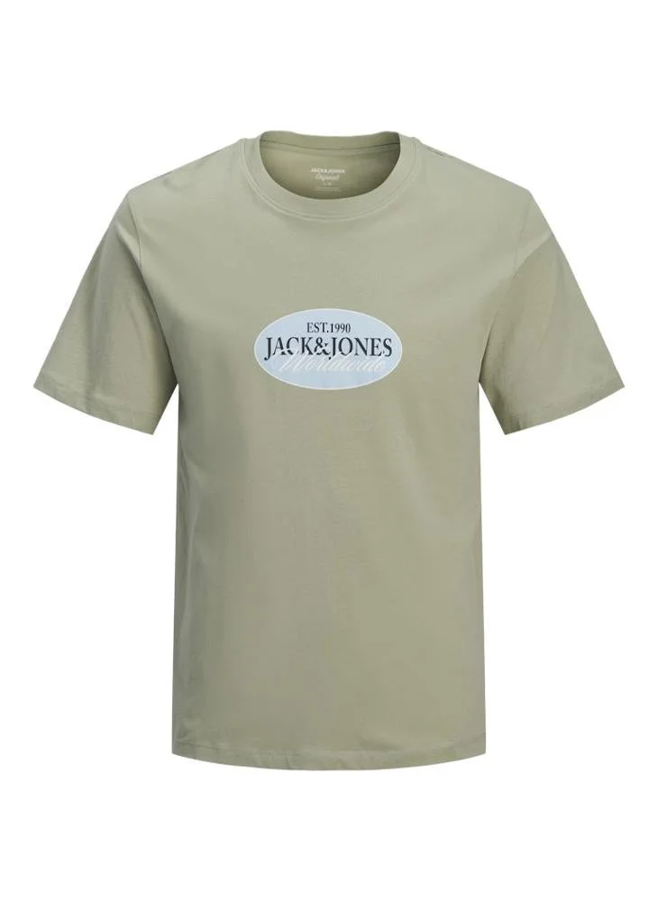 JACK & JONES Seagrass Logo Crew Neck T-Shirt for Men | Best Price UAE