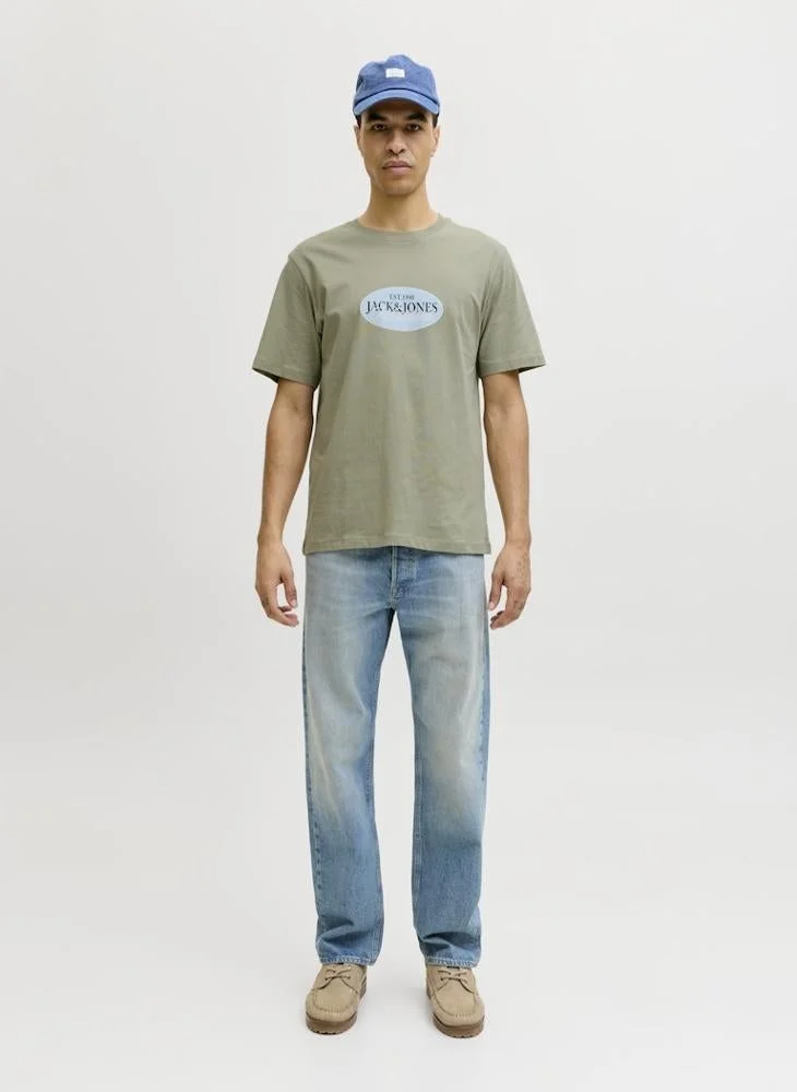 JACK & JONES Seagrass Logo Crew Neck T-Shirt for Men | Best Price UAE