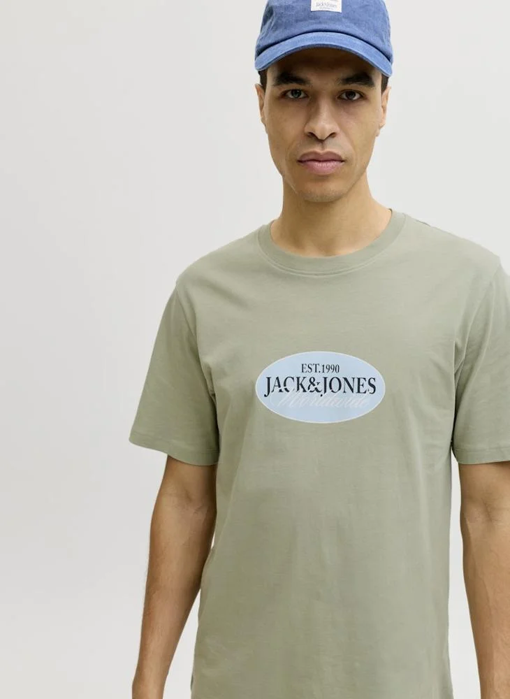JACK & JONES Seagrass Logo Crew Neck T-Shirt for Men | Best Price UAE