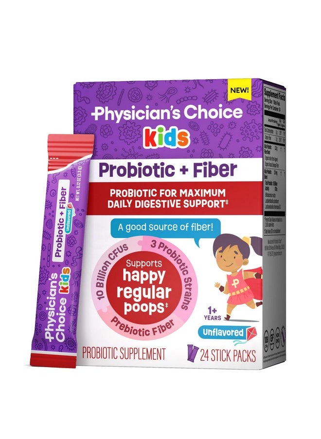 Physician's CHOICE Physician's Choice Kids Probiotic + Prebiotic Fiber Packets (Ages 1+) - Supports Regularity, Occasional Constipation & A Healthy Digestive System - No Allergens or Preservatives - Unflavored - 24 Pack  - Image 1