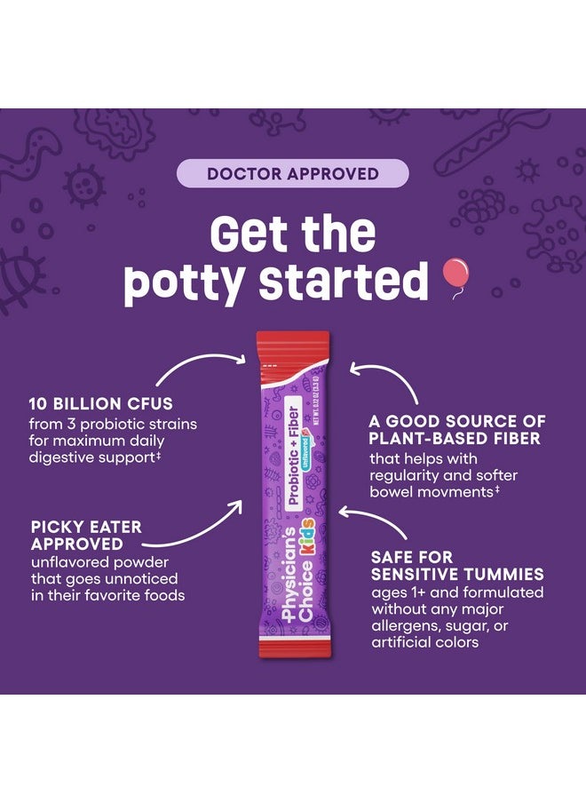Physician's CHOICE Physician's Choice Kids Probiotic + Prebiotic Fiber Packets (Ages 1+) - Supports Regularity, Occasional Constipation & A Healthy Digestive System - No Allergens or Preservatives - Unflavored - 24 Pack  - Image 4