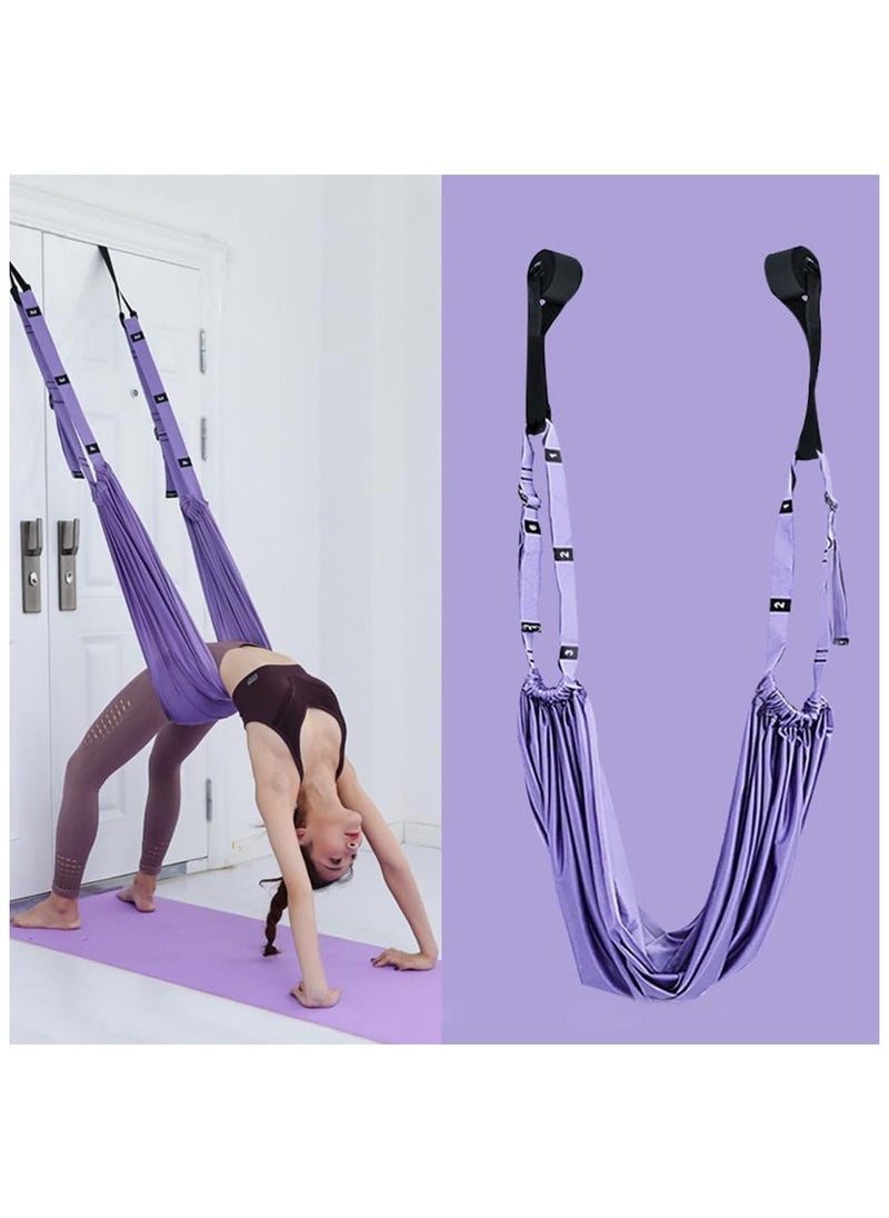 Generic Aerial Yoga Hammock Elastic Yoga Canvas Hanging Adjustable Yoga Swing Aerial Yoga Rope for Rehabilitation Pilates Ballet Cheerleading Spagat Gymnastics  - Image 1