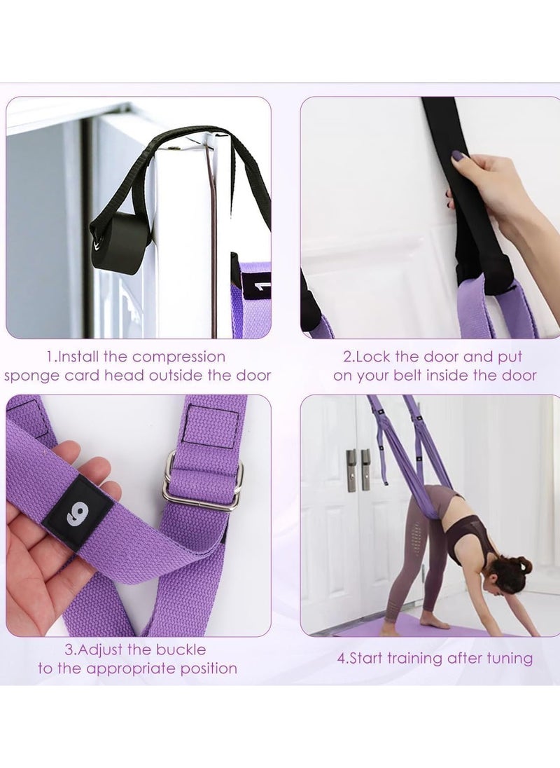 Generic Aerial Yoga Hammock Elastic Yoga Canvas Hanging Adjustable Yoga Swing Aerial Yoga Rope for Rehabilitation Pilates Ballet Cheerleading Spagat Gymnastics  - Image 3