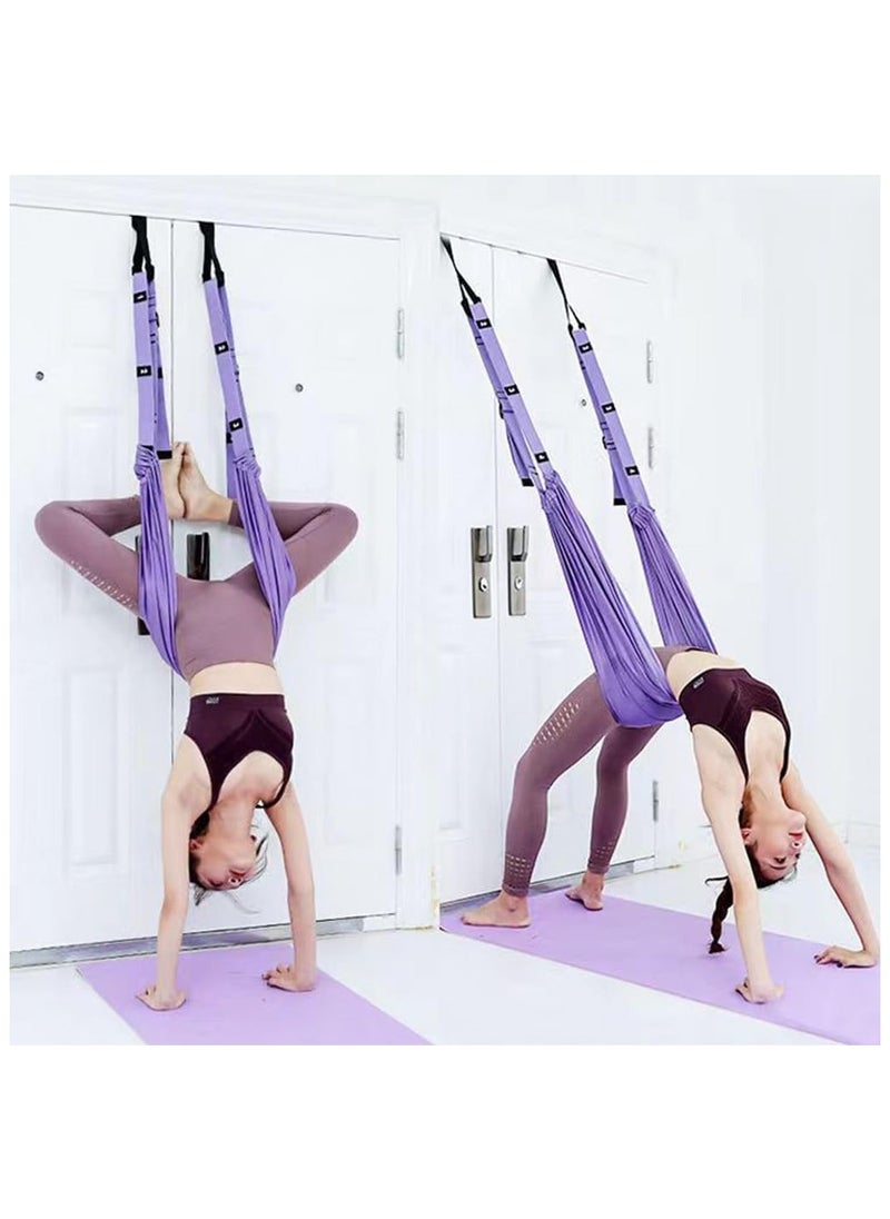 Generic Aerial Yoga Hammock Elastic Yoga Canvas Hanging Adjustable Yoga Swing Aerial Yoga Rope for Rehabilitation Pilates Ballet Cheerleading Spagat Gymnastics  - Image 4