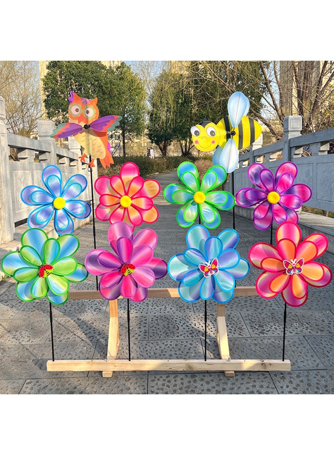 Double-layer Cloud Lotus Insect Windmill Kidsren's Dance Sports Meeting Props Corridor Outdoor Decoration Stall-Color:Double Layer Cloud Lotus (4 Colors Randomly Mixed)  - Image 3