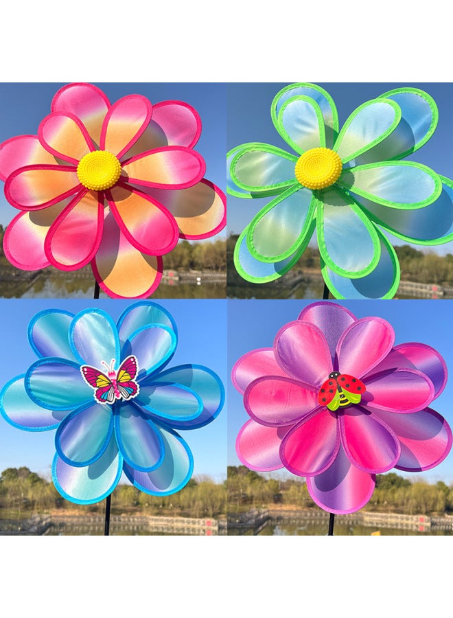Double-layer Cloud Lotus Insect Windmill Kidsren's Dance Sports Meeting Props Corridor Outdoor Decoration Stall-Color:Double Layer Cloud Lotus (4 Colors Randomly Mixed)  - Image 2