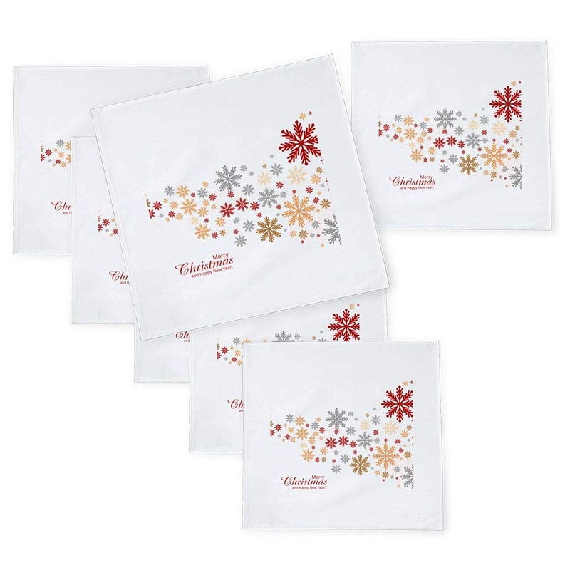 Khakee 6 Pcs Christmas Theme Tafta Silk Table Napkins 10x 10 for Xmas Decoration Christmas OrnamentsChristmas Gift npxmas02P - Image 1