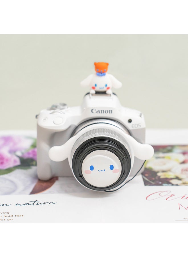 For Canon R50 Camera Cartoon Lens Cover Sony ZVE10 Fuji 49 52 55 58 67mm Lens Ring-Color:40.5mm Big-eared Dog Lens Cap  - Image 5