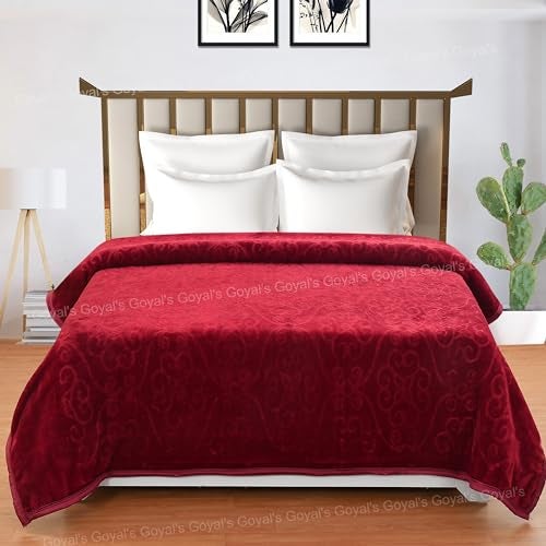 Goyal's Super Soft Mink Double Bed Blanket 500 TC, 87 X 85 Size - Deep Maroon, Thermal - Image 2