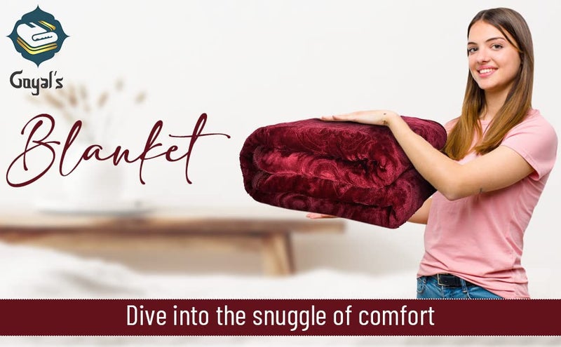 Goyal's Super Soft Mink Double Bed Blanket 500 TC, 87 X 85 Size - Deep Maroon, Thermal - Image 3