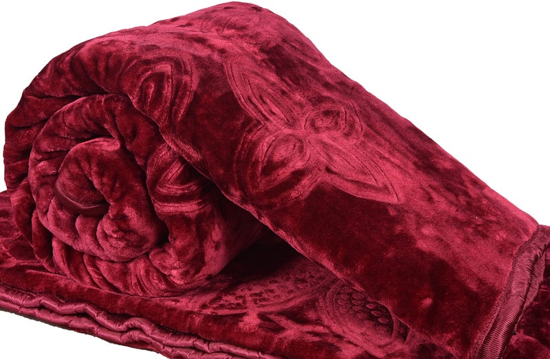 Goyal's Super Soft Mink Double Bed Blanket 500 TC, 87 X 85 Size - Deep Maroon, Thermal - Image 1