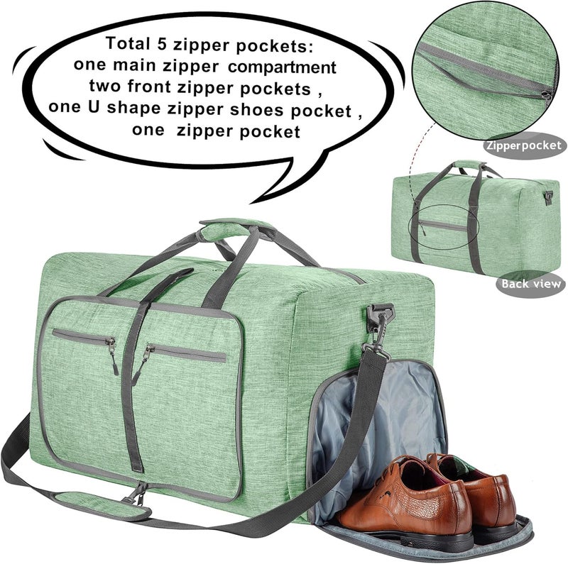 Vomgomfom Travel Duffle Bag for Men, 65L Foldable Travel Duffel Bag with Shoes Compartment Overnight Bag for Men Women Waterproof & Tear Resistant - Image 4