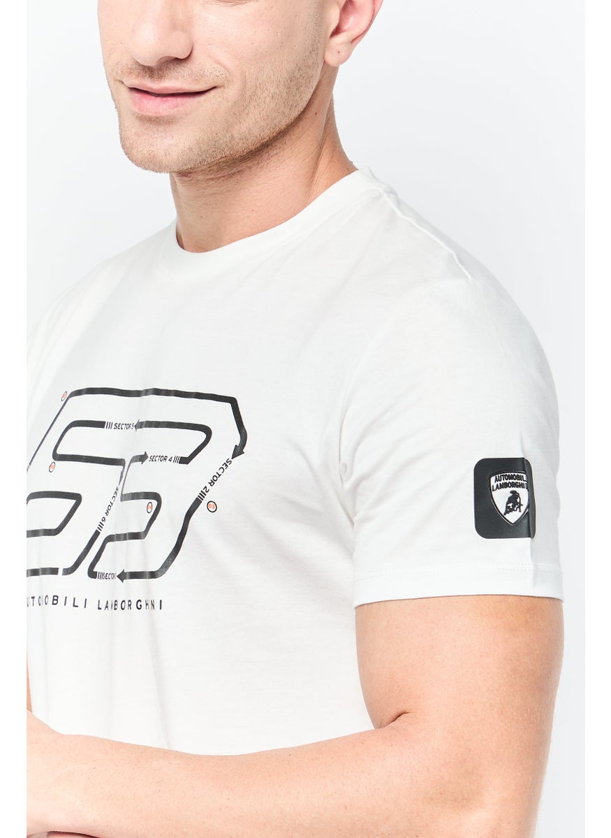 LAMBORGHINI Men Sportswear Fit Short Sleeve Outdoor T-Shirt, White  - Image 4