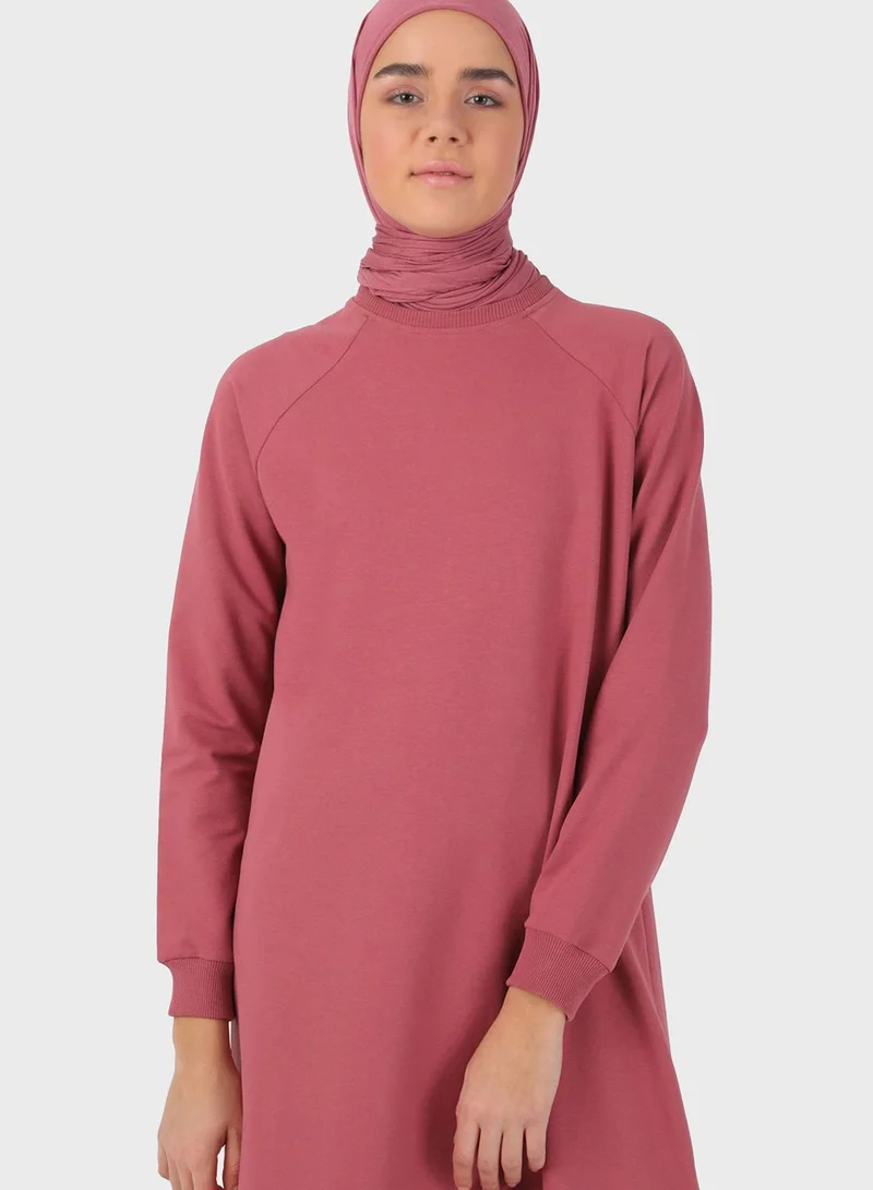 Refka by modanisa Cuffed Sleeve Knitted Dress