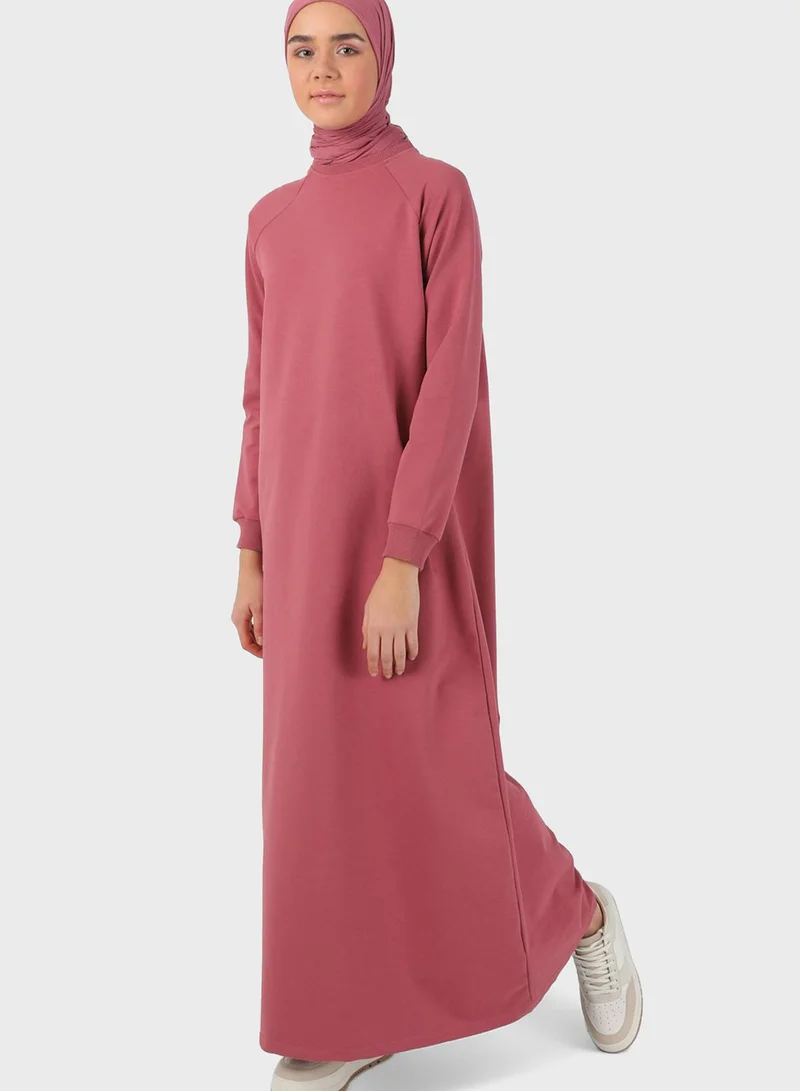 Refka by modanisa Cuffed Sleeve Knitted Dress