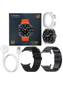 Kalobee SK7 Ultra Smartwatch Bundle With Accessories Including 1 Black Stainless Steel Band 1 Black Silicone Band a Charging Cable and a TPU Case Protector  - Image 4