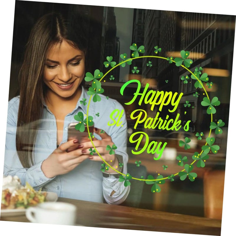 Self Adhesive Shamrock Window Sticker PVC Clover Decal 30x31cm Wall Decor for St Patricks Day Party - Image 5