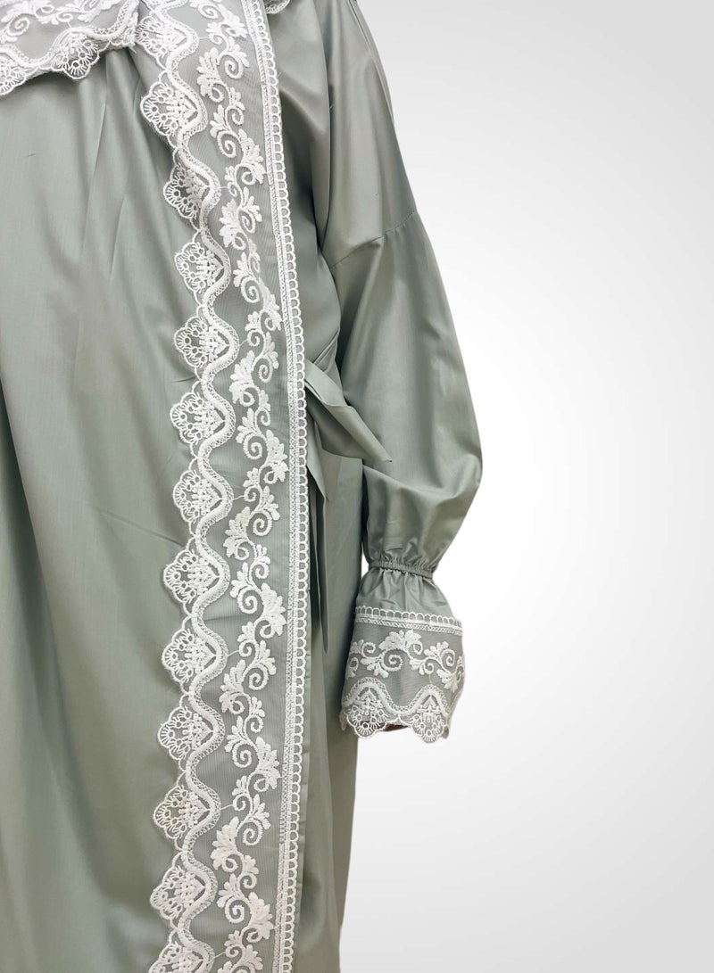 AL-HRAER A Very Soft And Comfortable Prayer Dress With Embroidery Lace Trim Consisting Of One Piece Includes a Veil And It Covers The Whole Body With A Uniform And Wide Size Suitable For All Bodies - Image 2