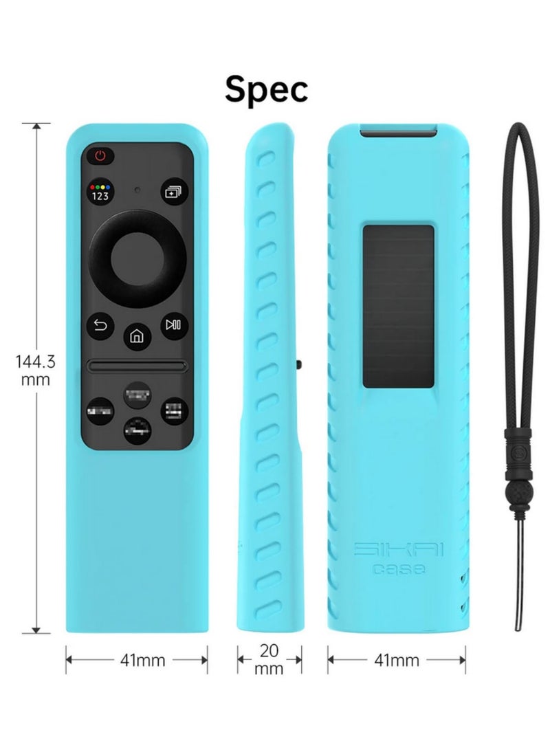 Silicone Case for Samsung SolarCell 2023 Smart TV Remote TM2360E TM2361E BN59-01432A BN59-01439A Anti-Lost with Lanyard  Protective Cover Blue  - Image 2
