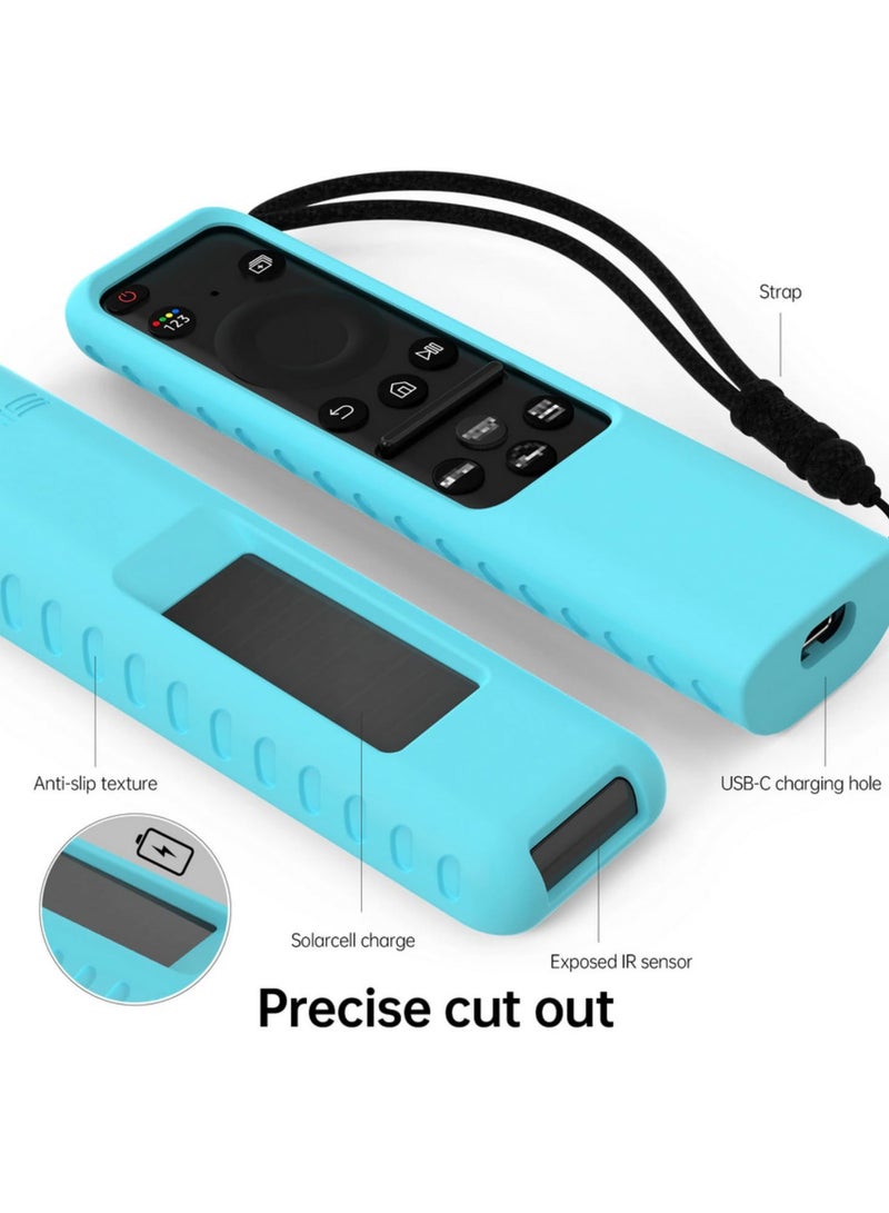 Silicone Case for Samsung SolarCell 2023 Smart TV Remote TM2360E TM2361E BN59-01432A BN59-01439A Anti-Lost with Lanyard  Protective Cover Blue  - Image 3