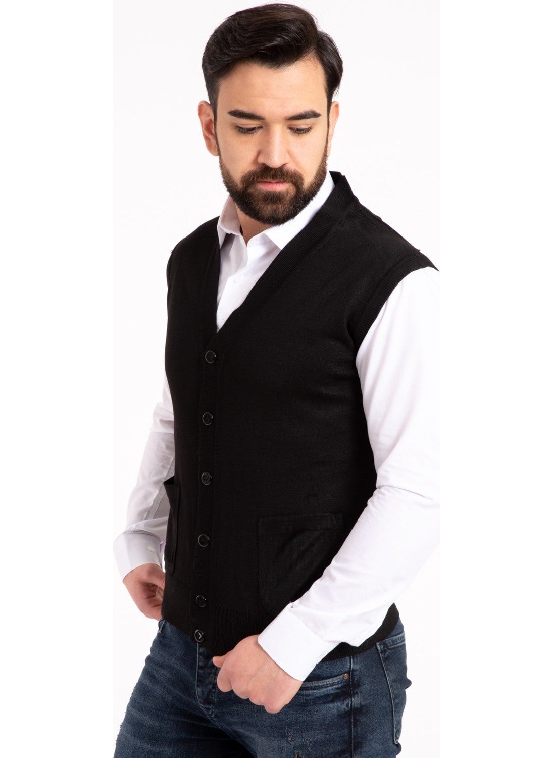 Mutlu City - Men's Middle Age and Above Fine Wool Knitwear Knitted Father's Vest 5110 - Image 1